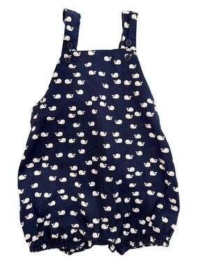 Janie and Jack Baby Boy Girl Romper 3-6M Navy Whale Print Bubble Shortall